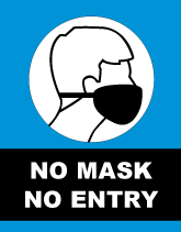 No Entry No Mask Blue Window Cling Sign